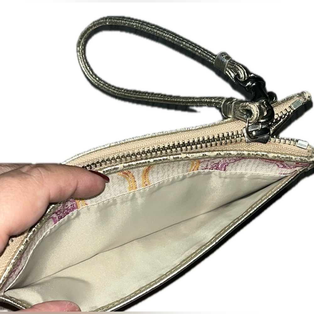 Coach Poppy Dream Graffiti Fabric Metallic Gold Leather Wristlet Wallet - RARE! - Picture 8 of 11